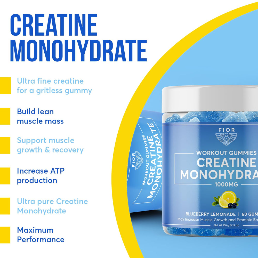 FIOR Creatine Gummy nutrition label detail supports daily use.
