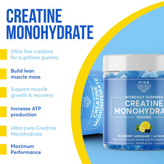 FIOR Creatine Gummy nutrition label detail supports daily use.
