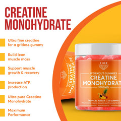 FIOR Creatine Gummy after-workout scene with shake bottle