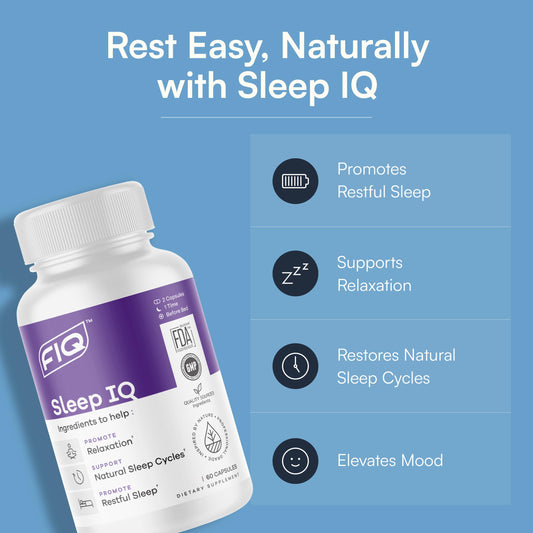 FIQ Sleep IQ capsules close-up illustrating easy-to-swallow design.