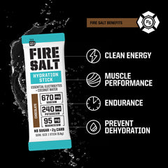 Fire Science Nutrition Fire Salt Hydration Stick being poured into water for hydration.