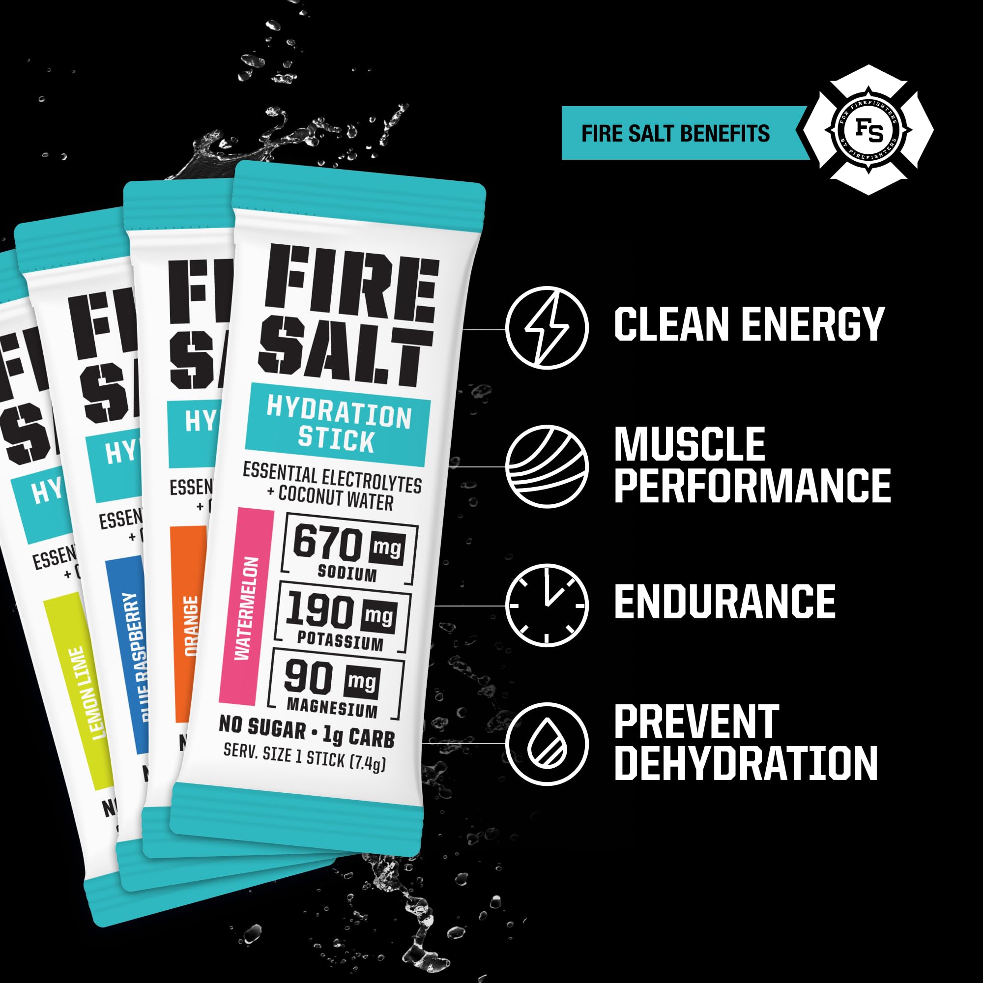 Fire Science Fire Salt Hydration Sticks berry pack with refreshing flavor.