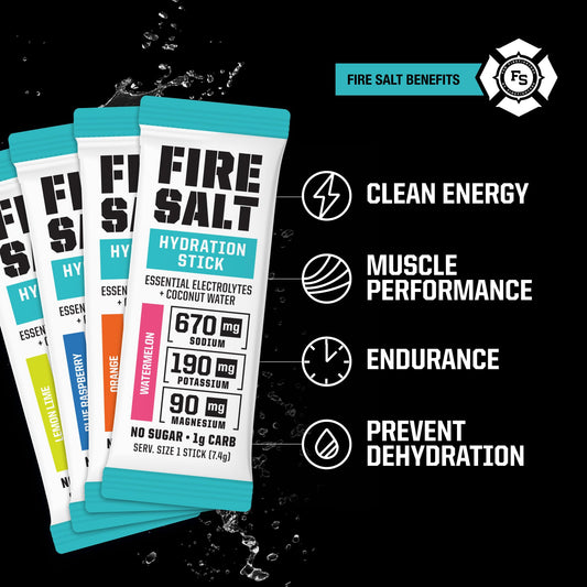 Fire Science Fire Salt Hydration Sticks berry pack with refreshing flavor.