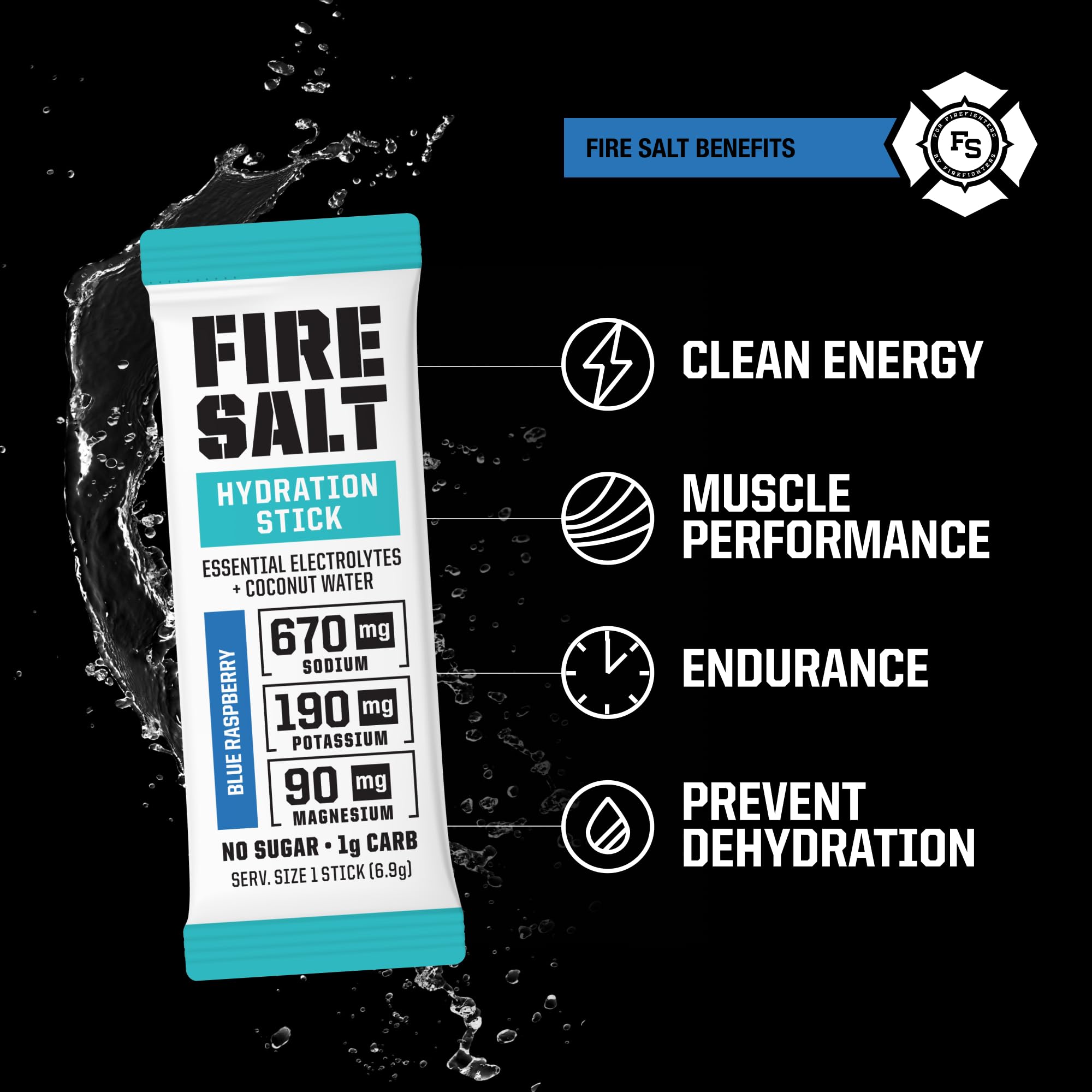 Fire Science Fire Salt blue raspberry sticks in a single-serve sachet for workouts