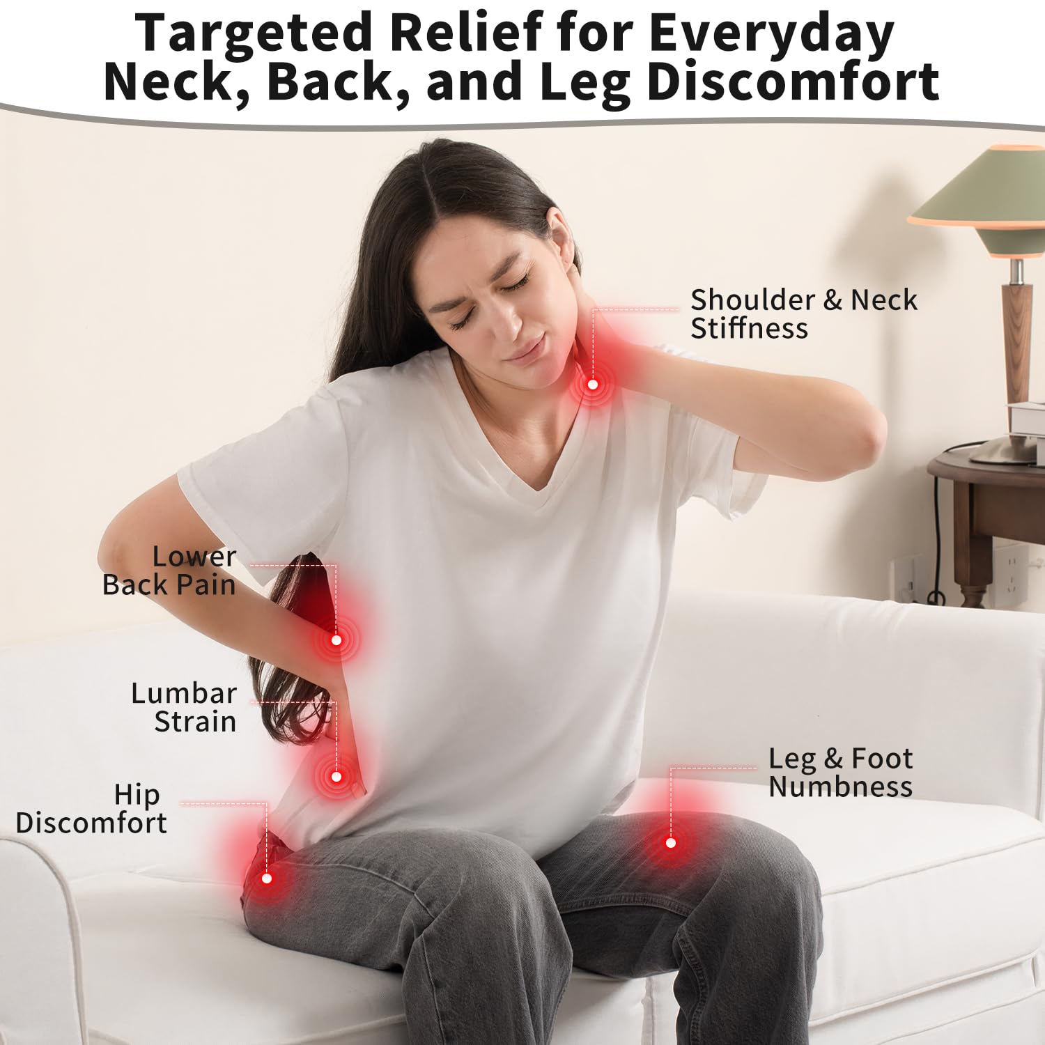 Firebrighting back massager on chair with strap for secure, slip-free sessions.