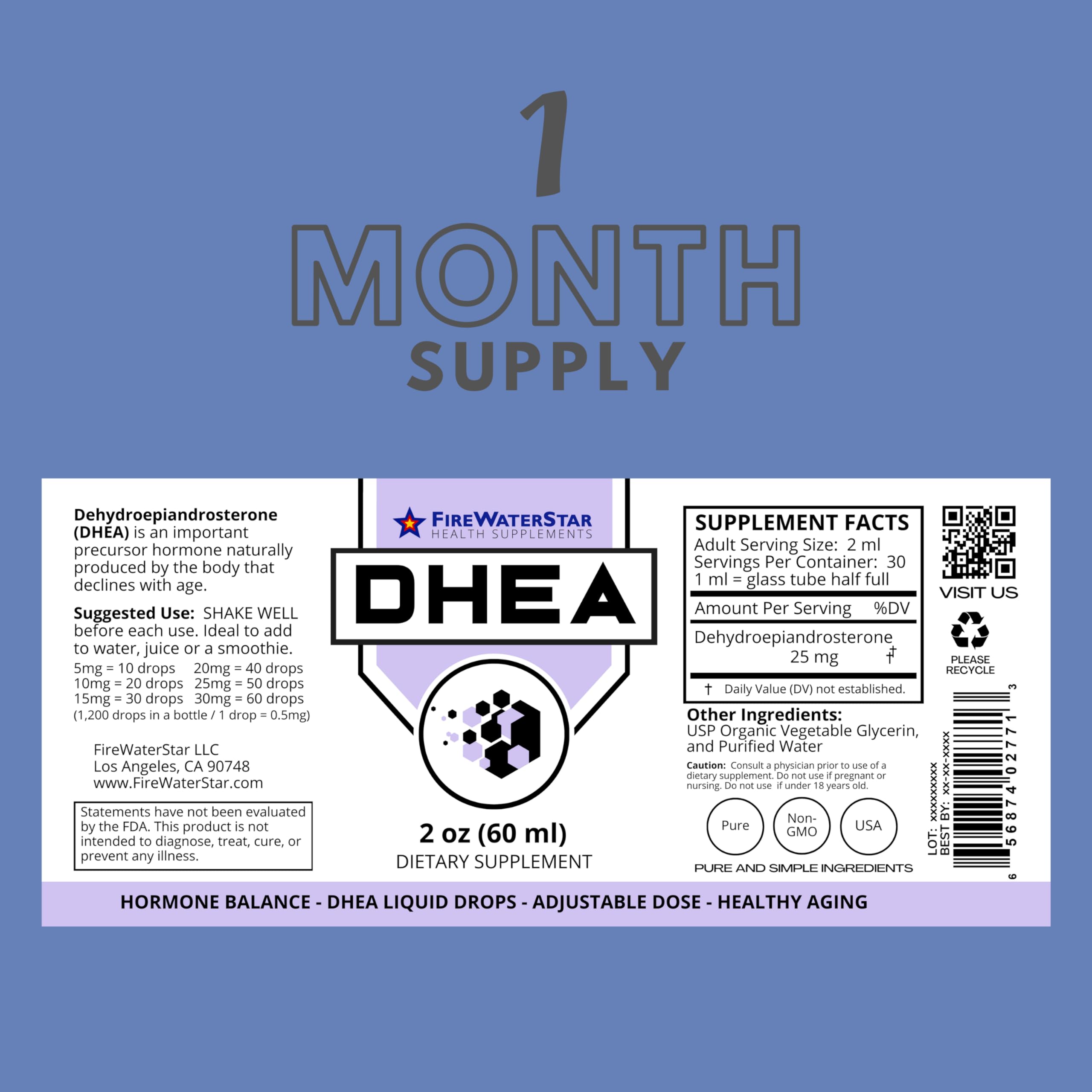 FireWATERSTAR DHEA drops being dispensed as a controlled pour for precise dosing.