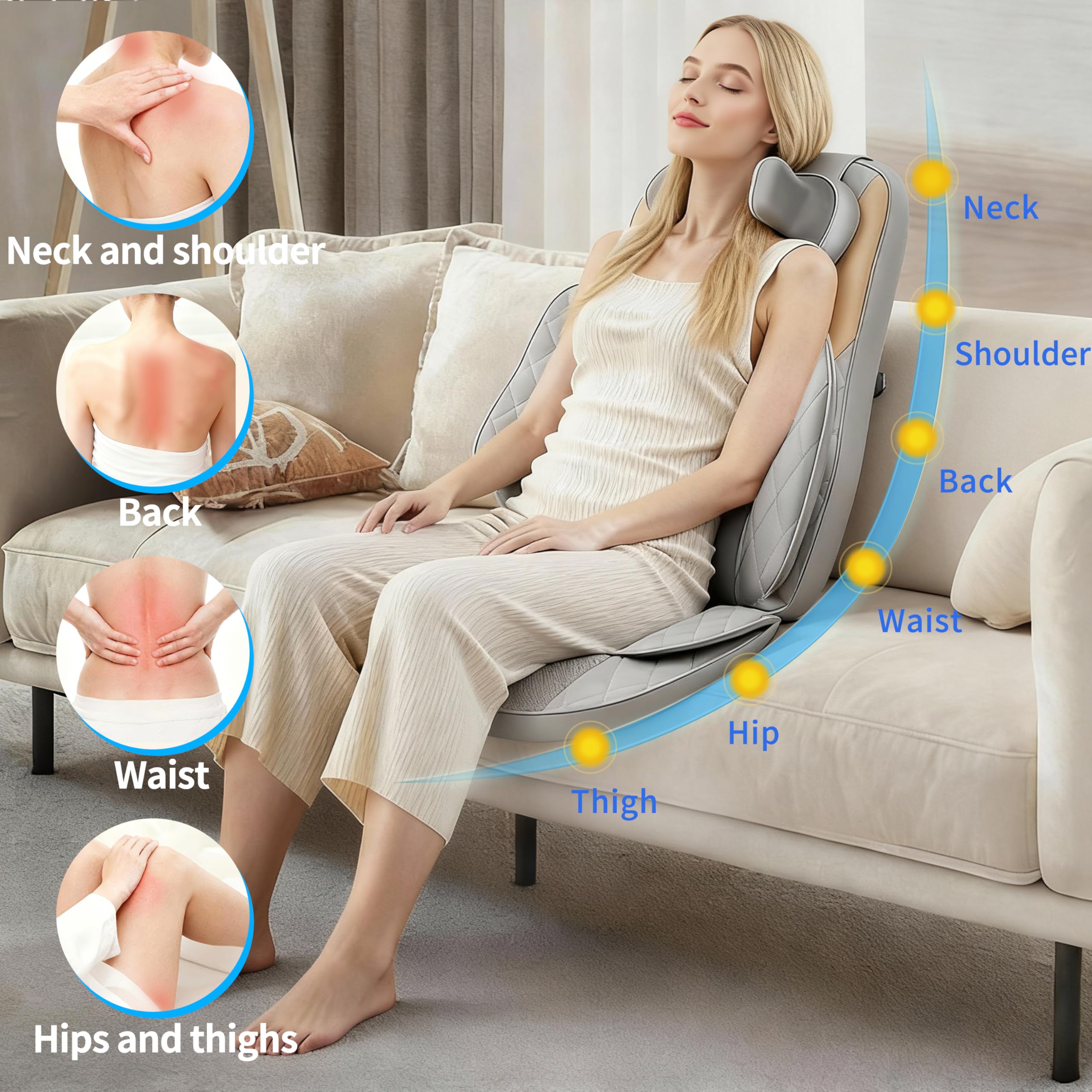 FIRRLUCO 4D Kneading Back Massager demonstrates rolling nodes for deep tissue feel