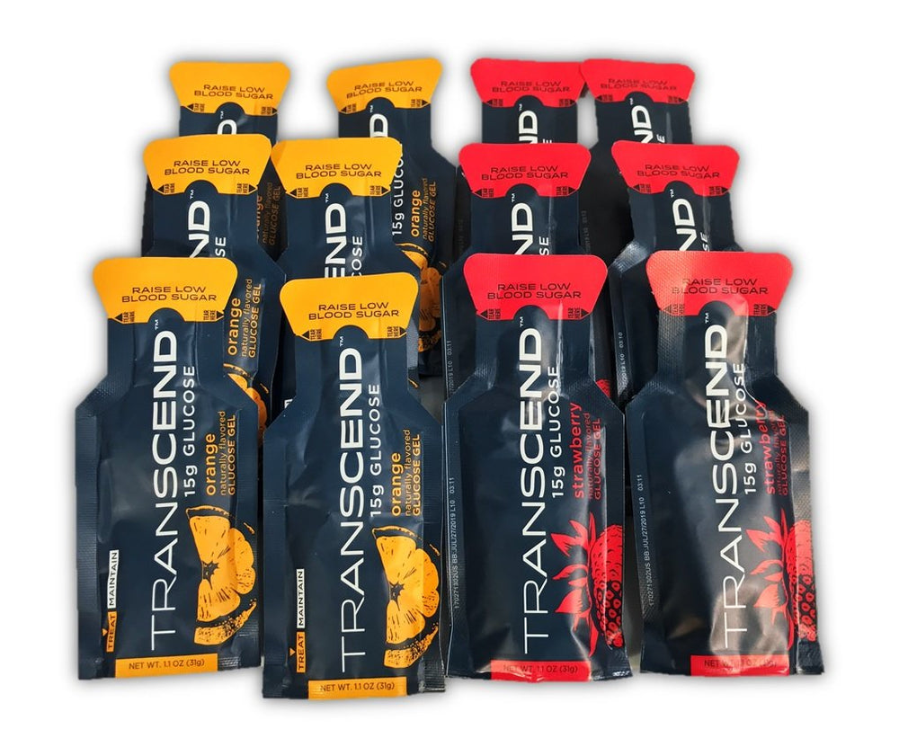 First Aid Global Transcend orange glucose gel pouch for quick energy