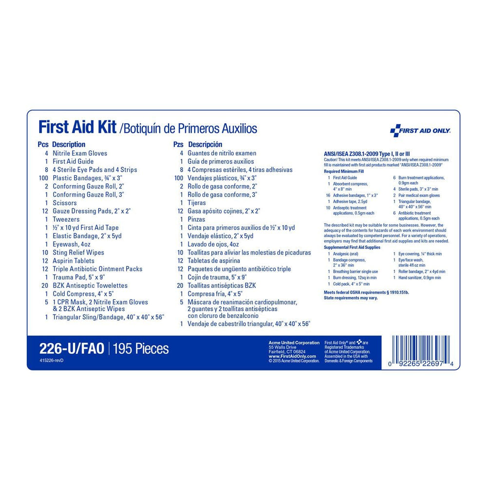 Compact portable emergency kit by First Aid Only 226-U for on the go safety