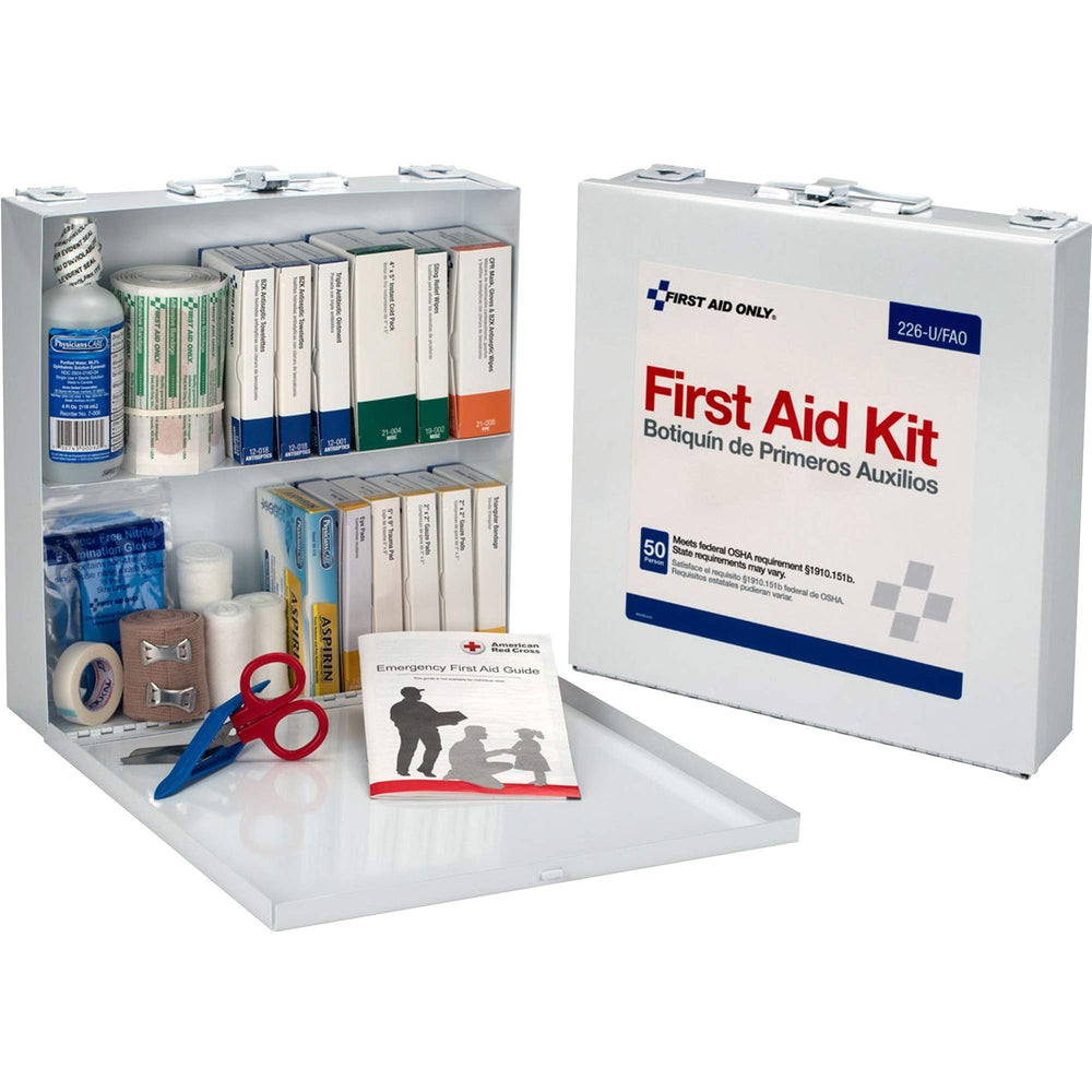 First Aid Only 226-U OSHA kit in a sturdy metal case for quick emergency response