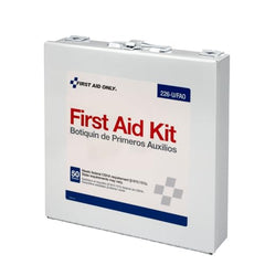Wall mountable metal case from First Aid Only 226-U in an office or workshop