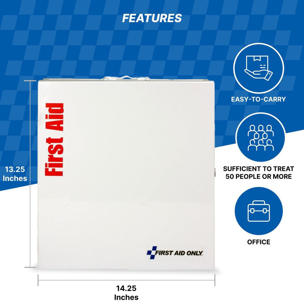 First Aid Only 746000 cabinet with color-coded supplies for quick identification