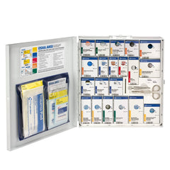 First Aid Only 746005 cabinet interior layout shows labeled sections for quick access.