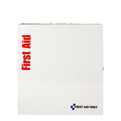 First Aid Only 746006 burn dressings stored in the cabinet for quick response.