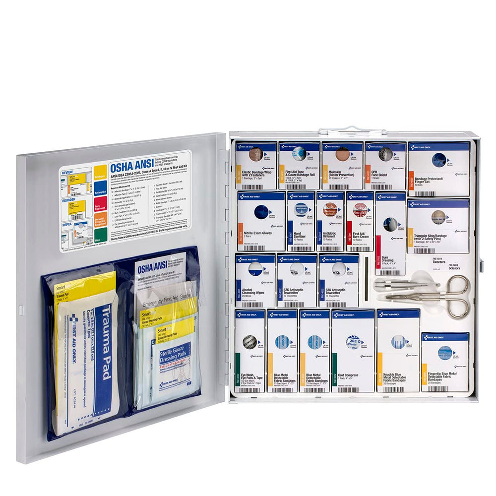 First Aid Only 746006 wall-mount cabinet in a kitchen setting for easy access.