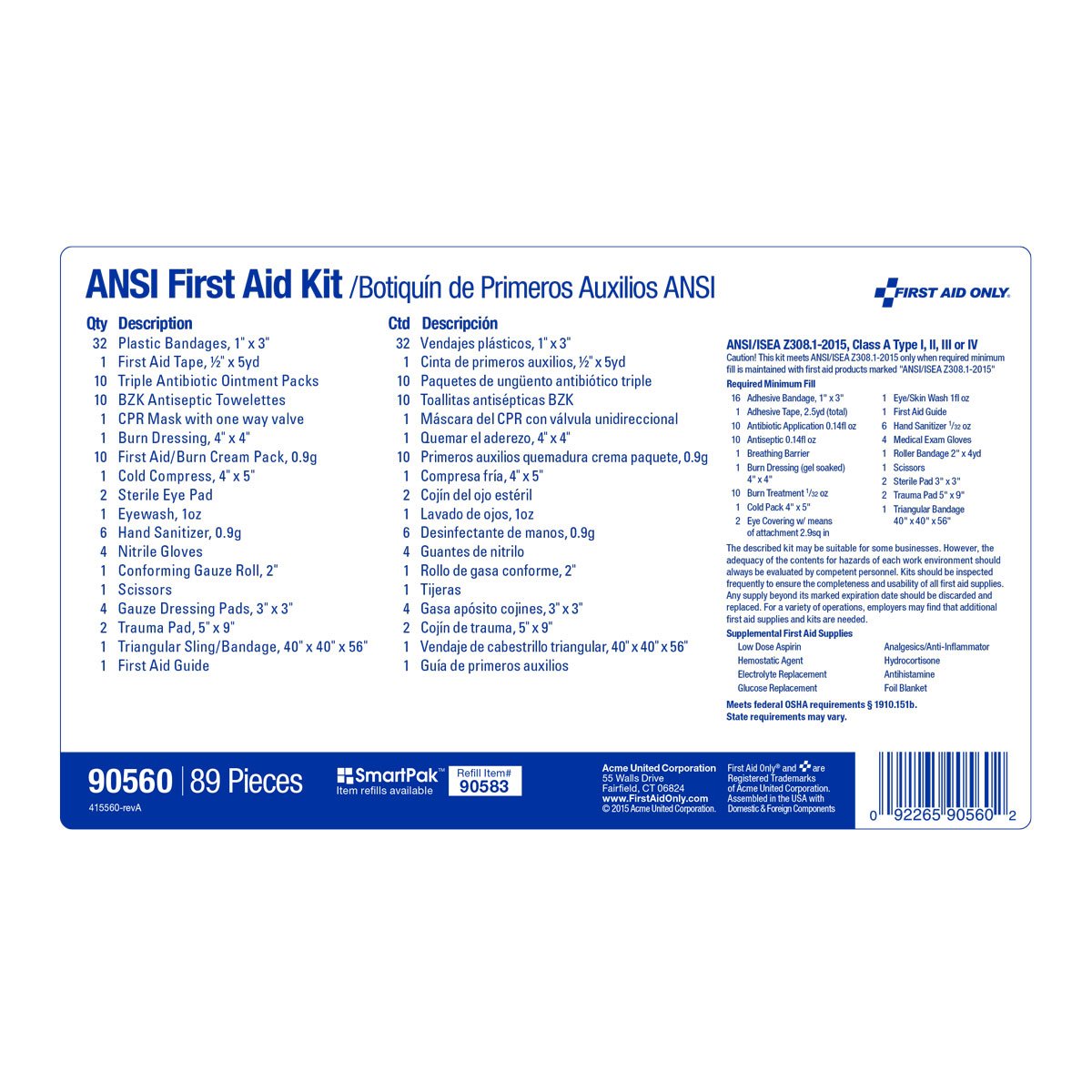 First Aid Only 90560 gloves, scissors, and eye wash help maintain hygiene and safety.