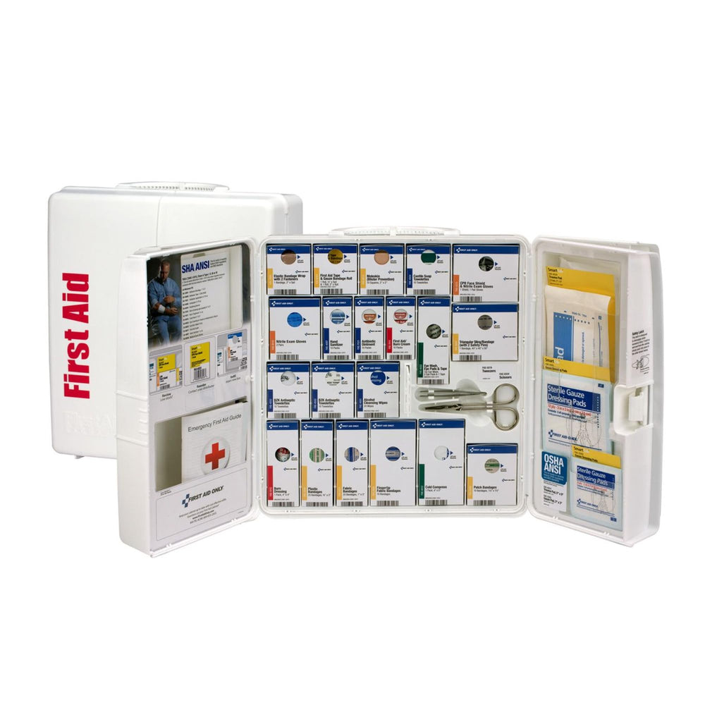 First Aid Only 90580 cabinet front view with organized supplies