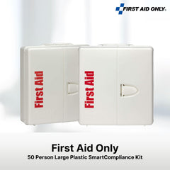 First Aid Only 90580 cabinet interior showing labeled compartments
