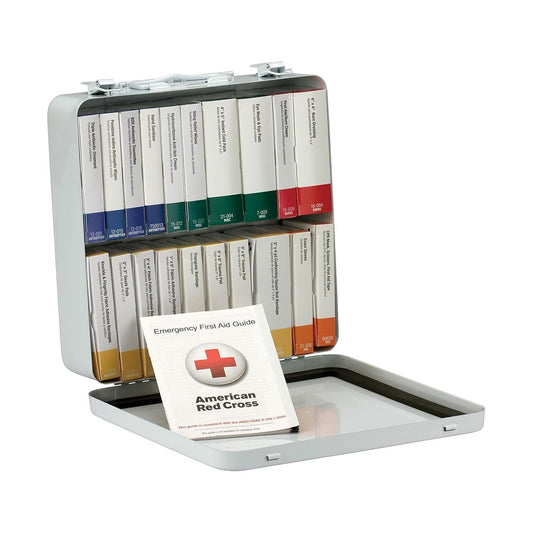 First Aid Only 90600 weatherproof metal case with emergency supplies for quick access