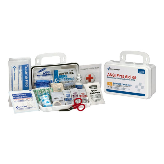First Aid Only 90754 case open, ready for fast response to minor injuries.