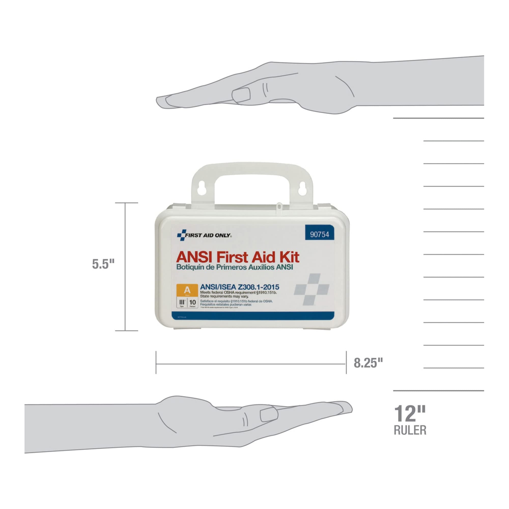 First Aid Only 90754 portable case with handle for easy transport.