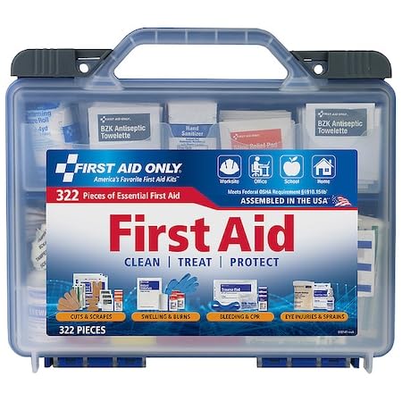 First Aid Only 91413 kit with clear cover enables fast access for workplace emergencies