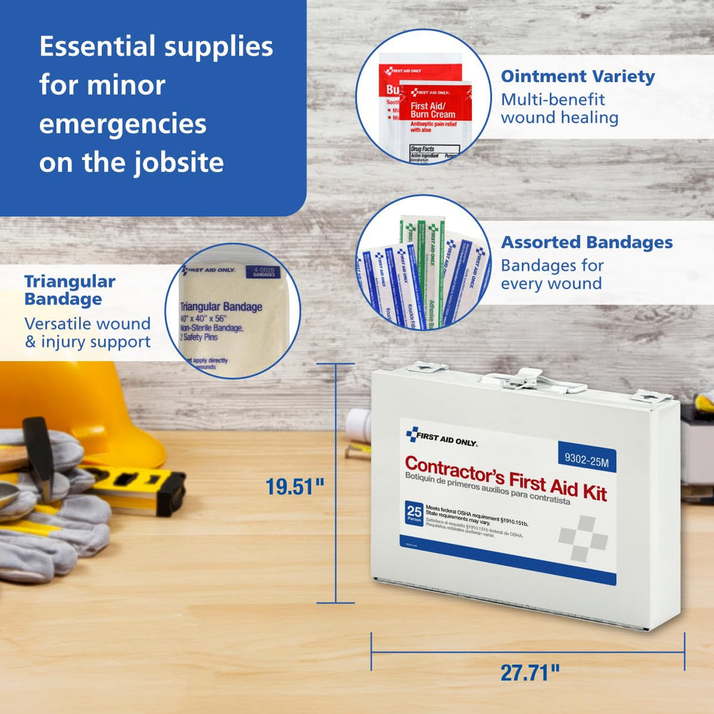 First Aid Only 9302-25M inside contents show 178 pieces