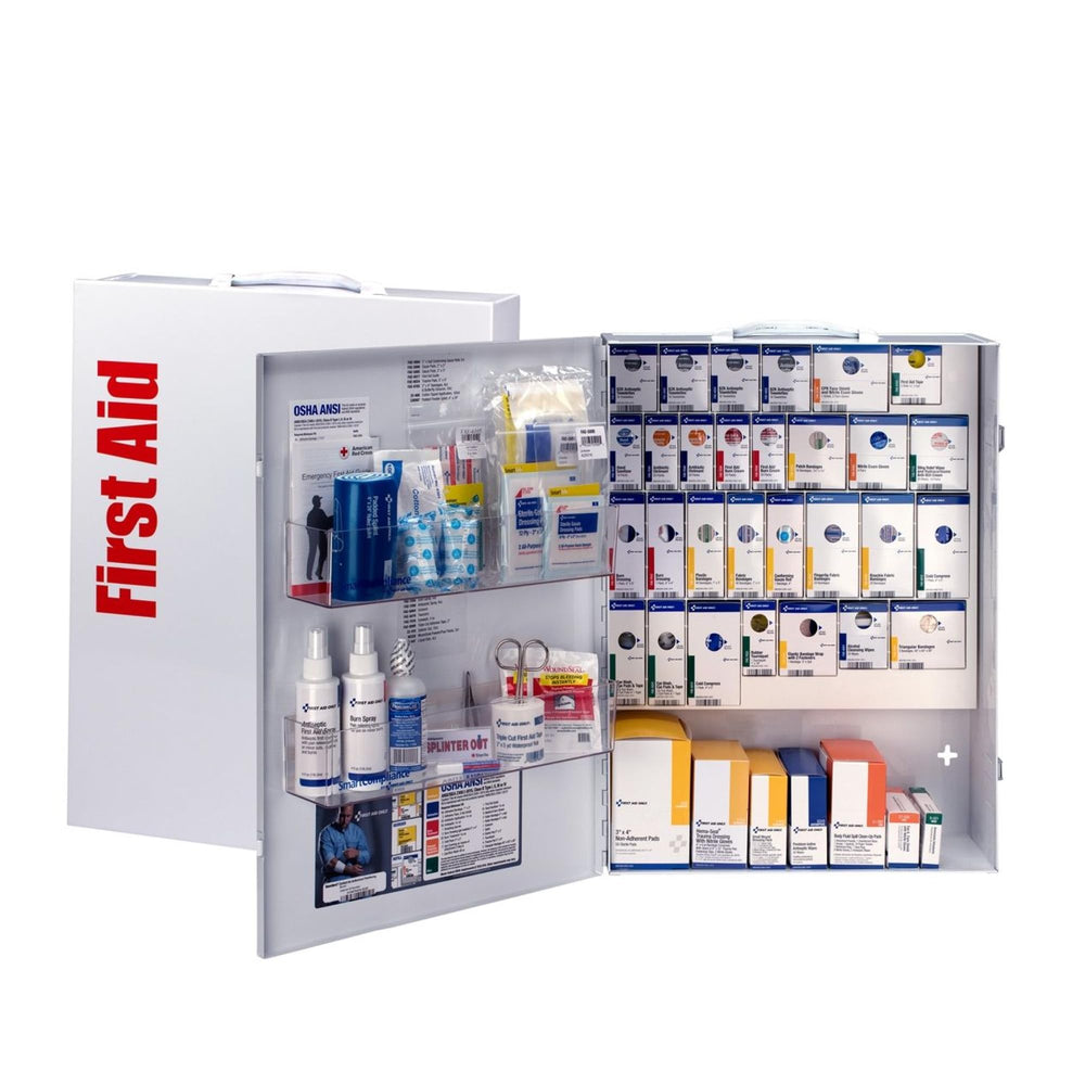 First Aid Only metal case with latch for quick access.