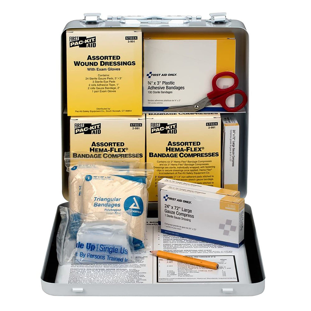 First Aid Only mounted bus first aid kit ready inside vehicle.