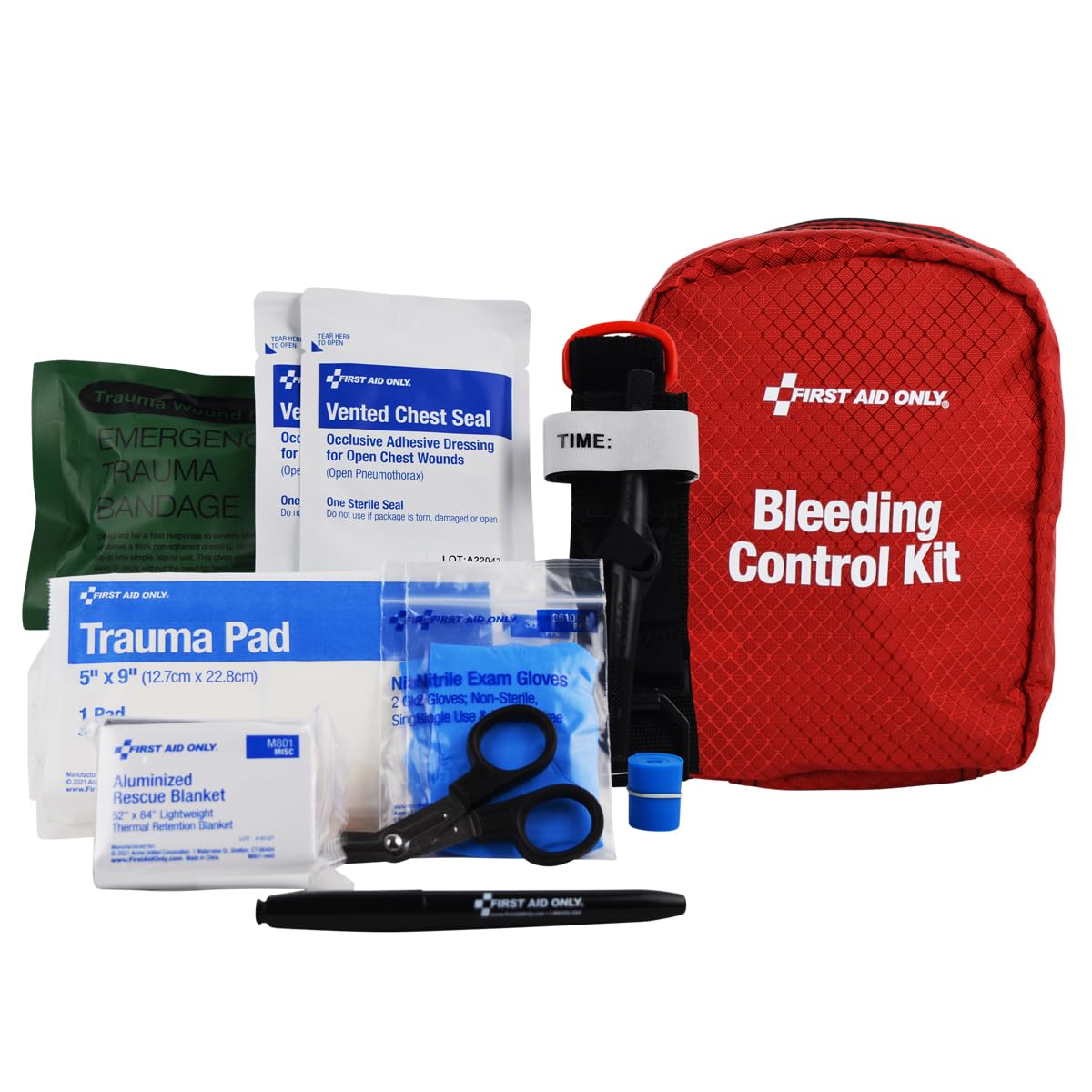 First Aid Only Right Response kit tourniquet in a portable pouch for on-site bleeding control