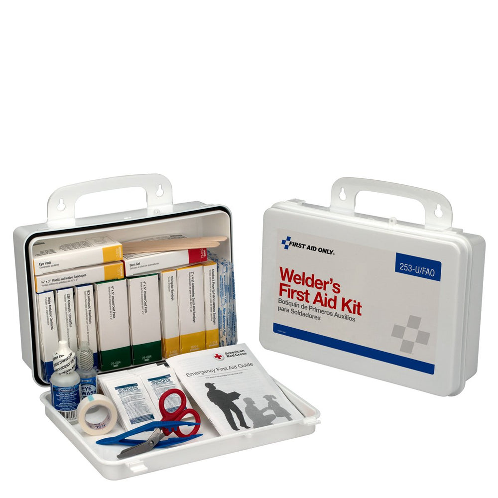 First Aid Only welder kit with 110-piece contents, ready for quick access.