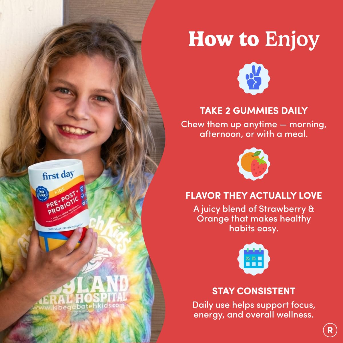 FIRST DAY gummies appealing to kids with natural flavors