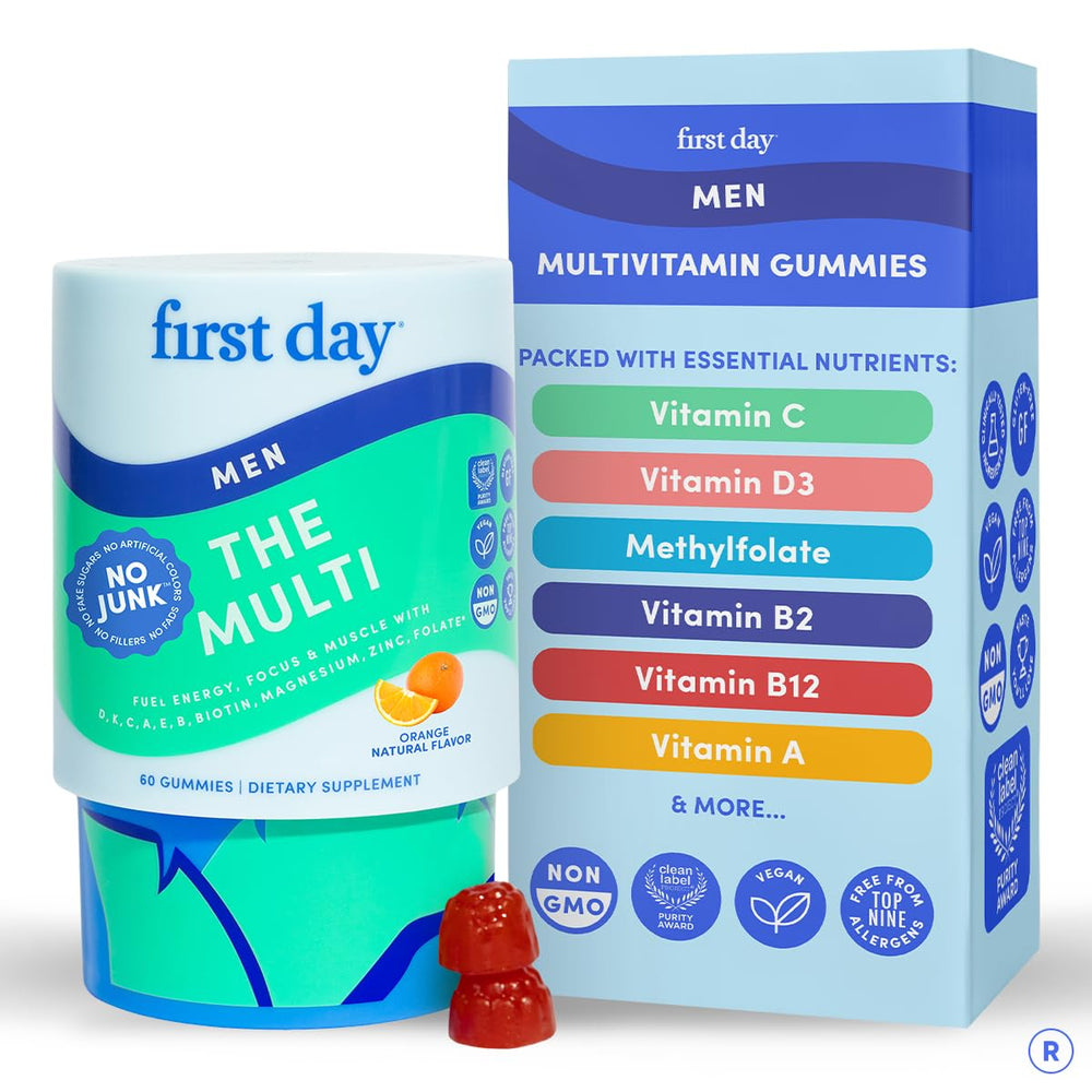 First Day multivitamin for men bottle front image showing convenient daily energy support