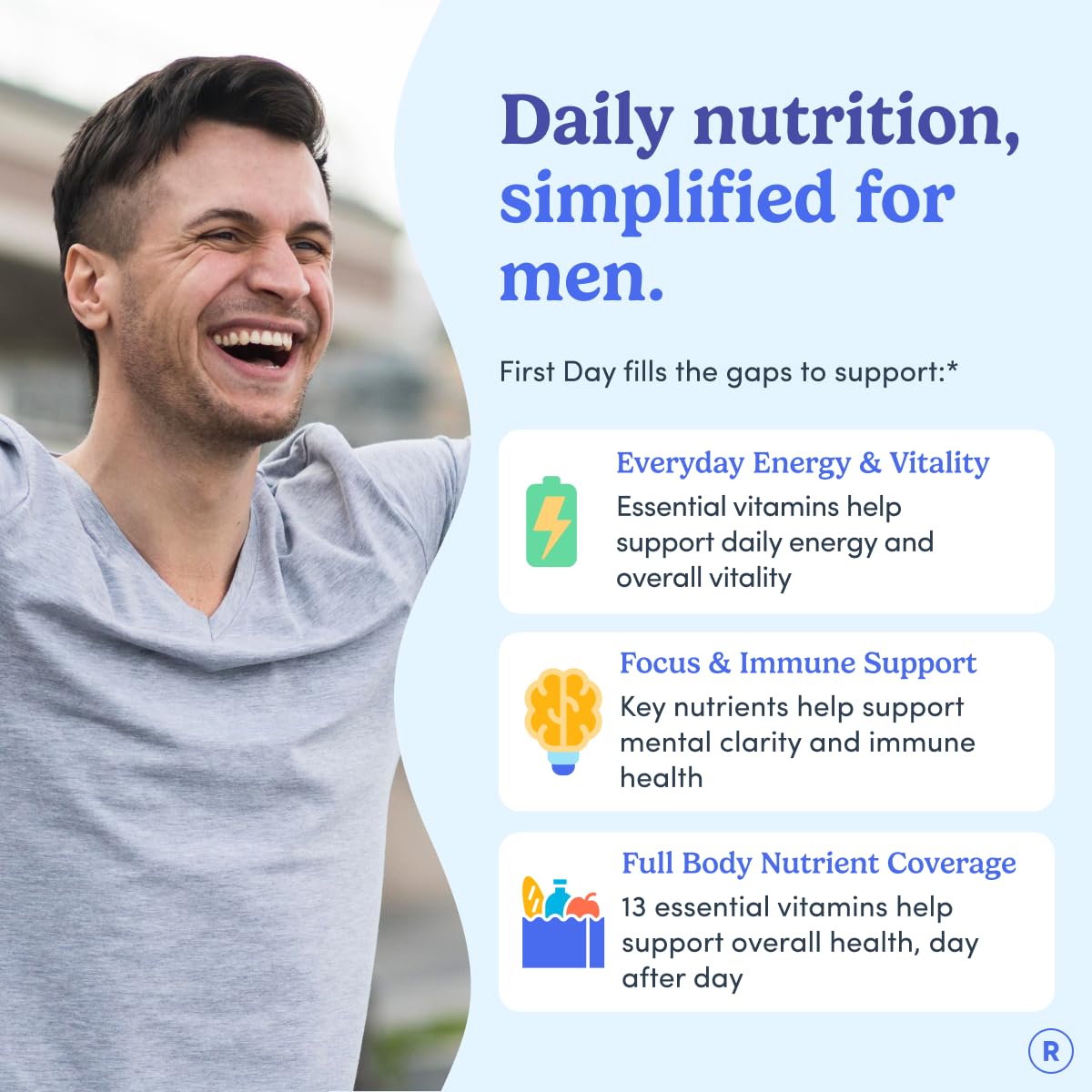 First Day multivitamin for men gummies closeup featuring a tasty daily wellness option