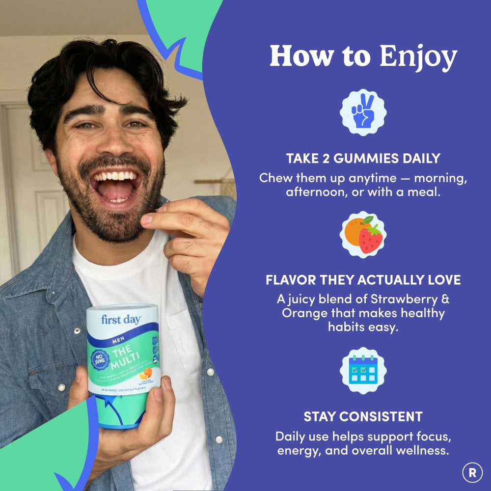 First Day multivitamin for men immunity illustration suggesting immune support concepts