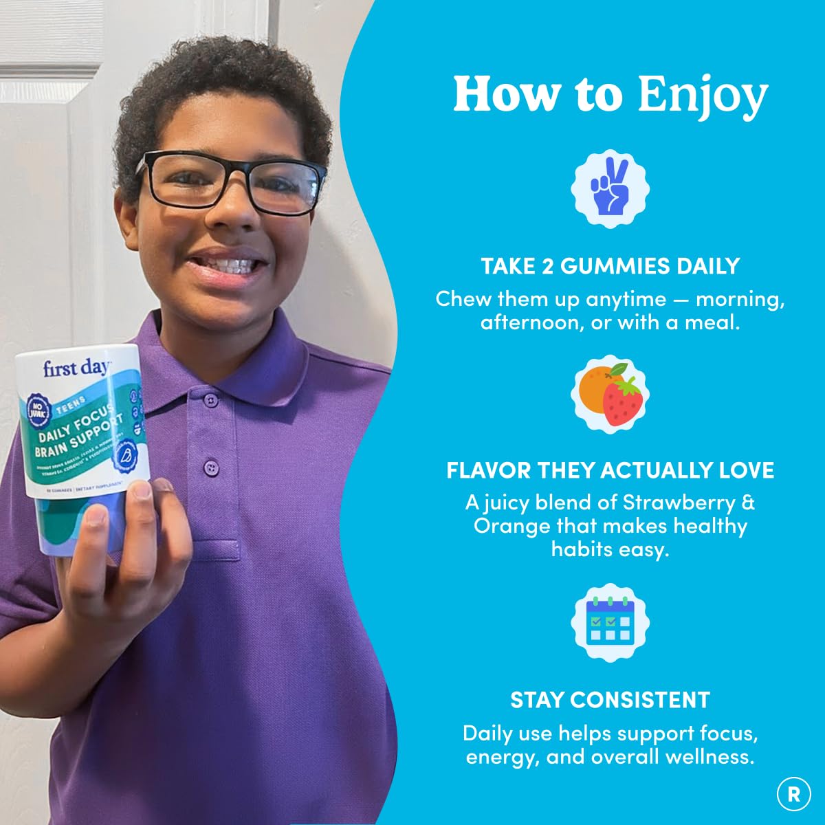 FIRST DAY safe daily brain nutrition for teens 13–18