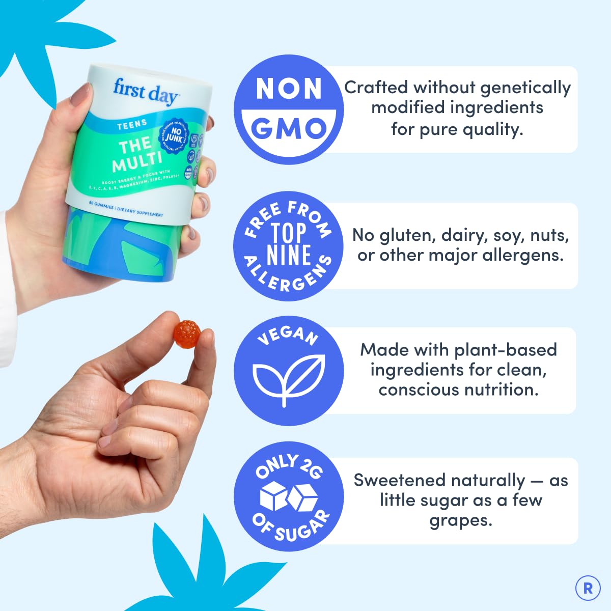 FIRST DAY packaging emphasizes teen-friendly design and trust