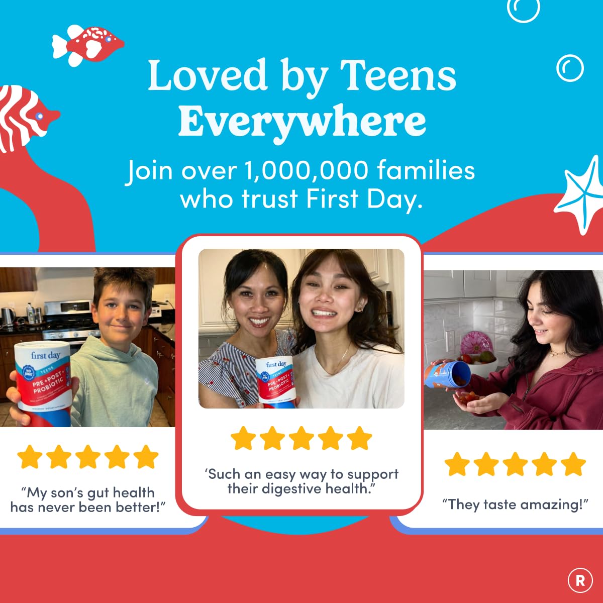 First Day Teens 60-day supply graphic communicates long-term routine.