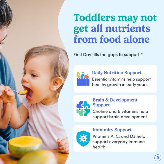 First Day Toddler Multivitamin Gummies fruity flavor closeup highlights taste that helps picky eaters take vitamins.
