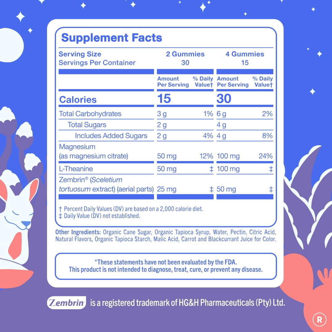 First Day Nighttime Reset ingredients label highlights magnesium citrate and L-theanine