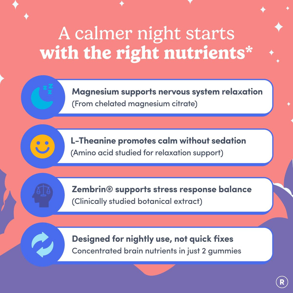 First Day Nighttime Reset no melatonin badge communicates safe, non-hormonal sleep aid