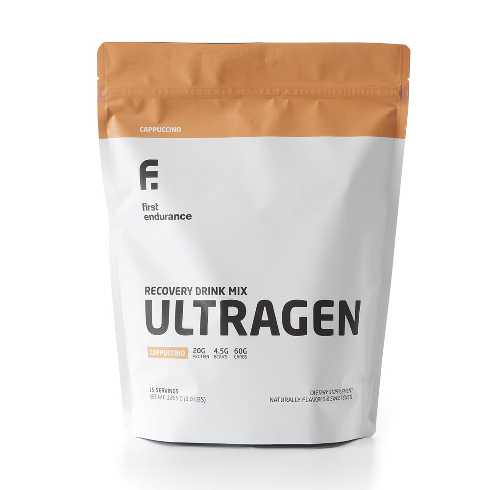 FIRST ENDURANCE Ultragen tub front label for post-workout recovery support