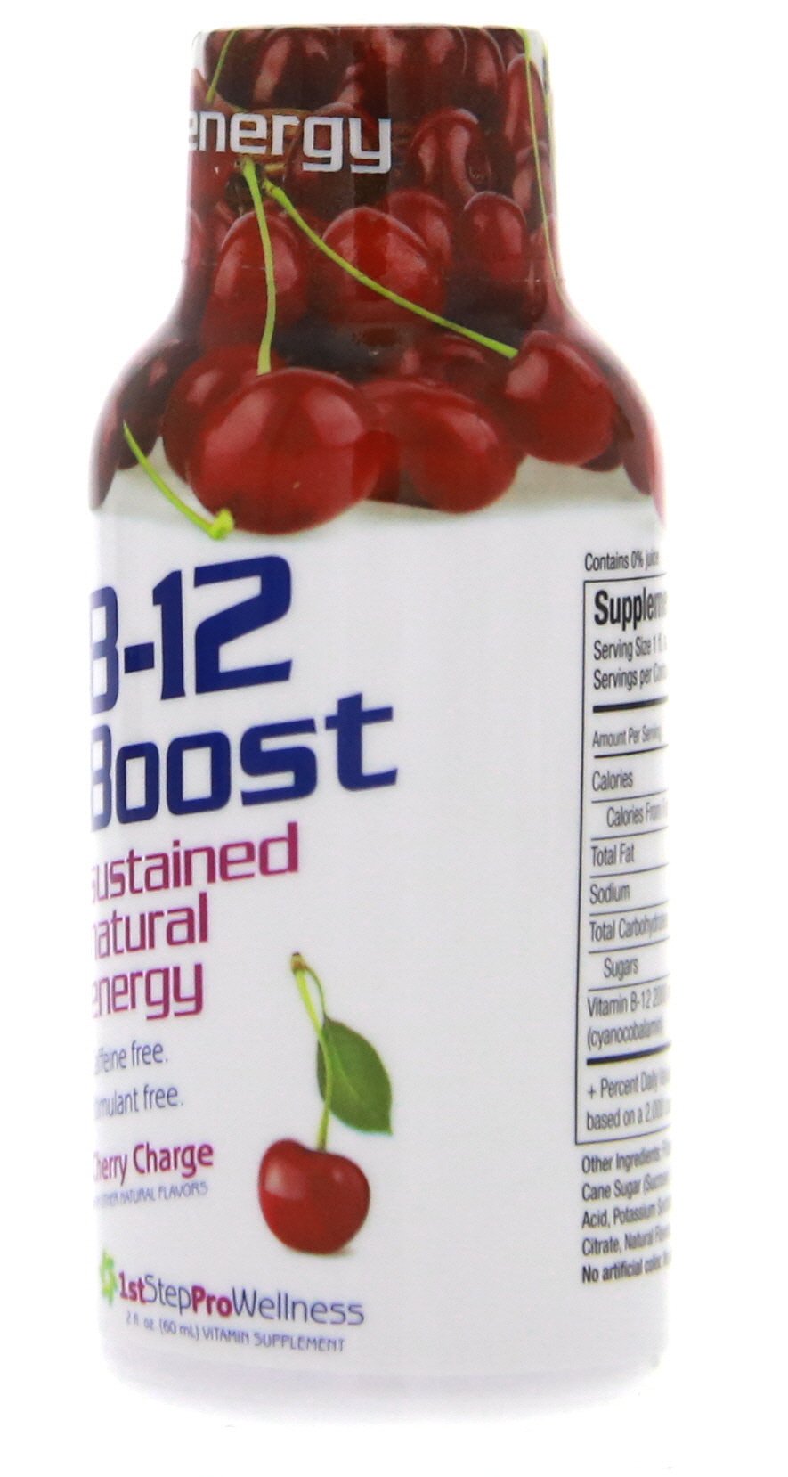 1st Step for Energy B-12 Boost Cherry Charge bottle pour; convenient dosing on the go.