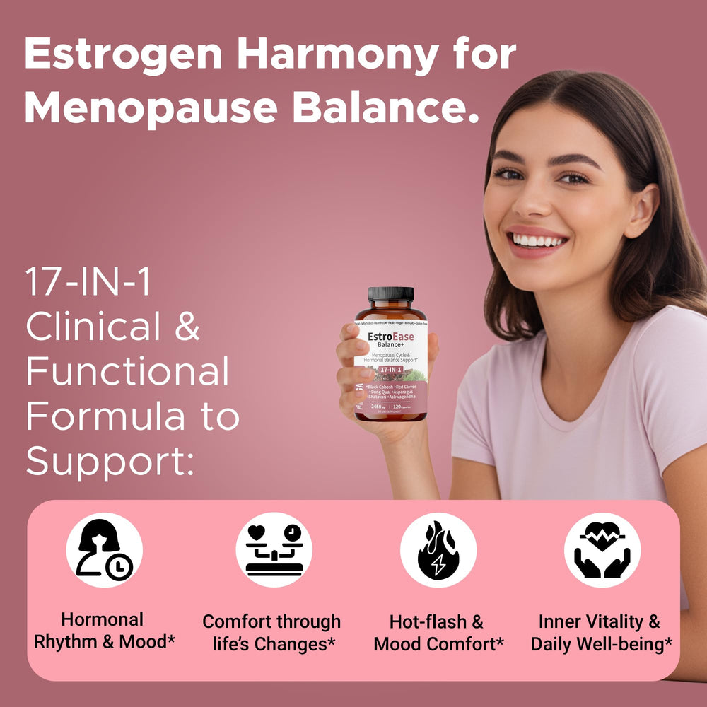 FirstOrganic Daily Menopause bottle pour illustrates simple daily ritual.