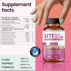  FIRSTORGANIC UTI Flora & Odor Pro+ capsules in hand