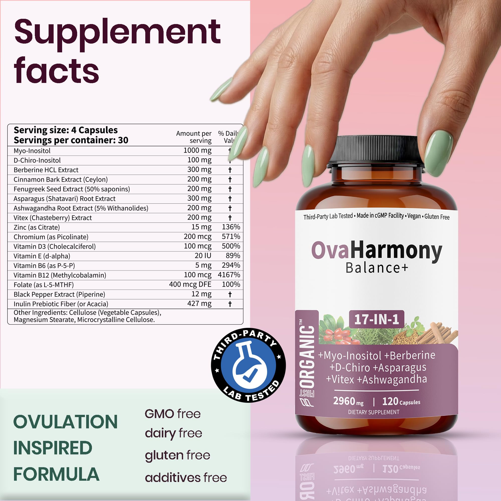 Macro shot of capsules highlights vegan, gluten-free formula.