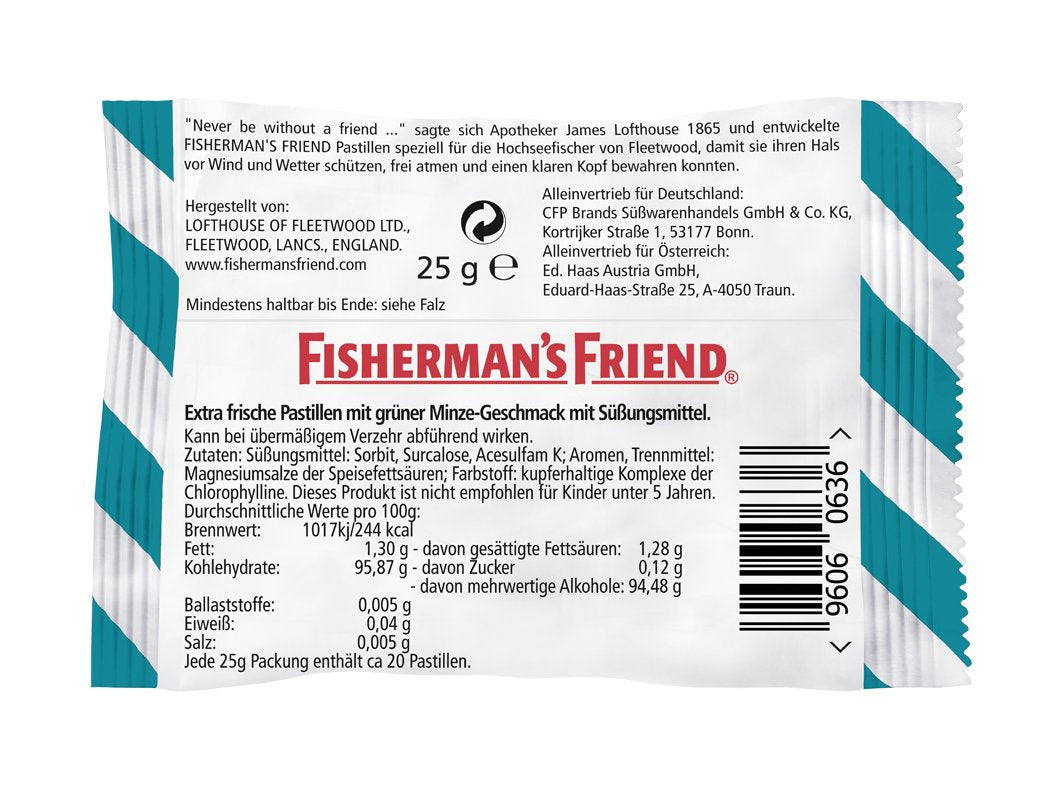Person with pocket-sized Fisherman's Friend Spearmint tin during travel for on-the-go freshness.