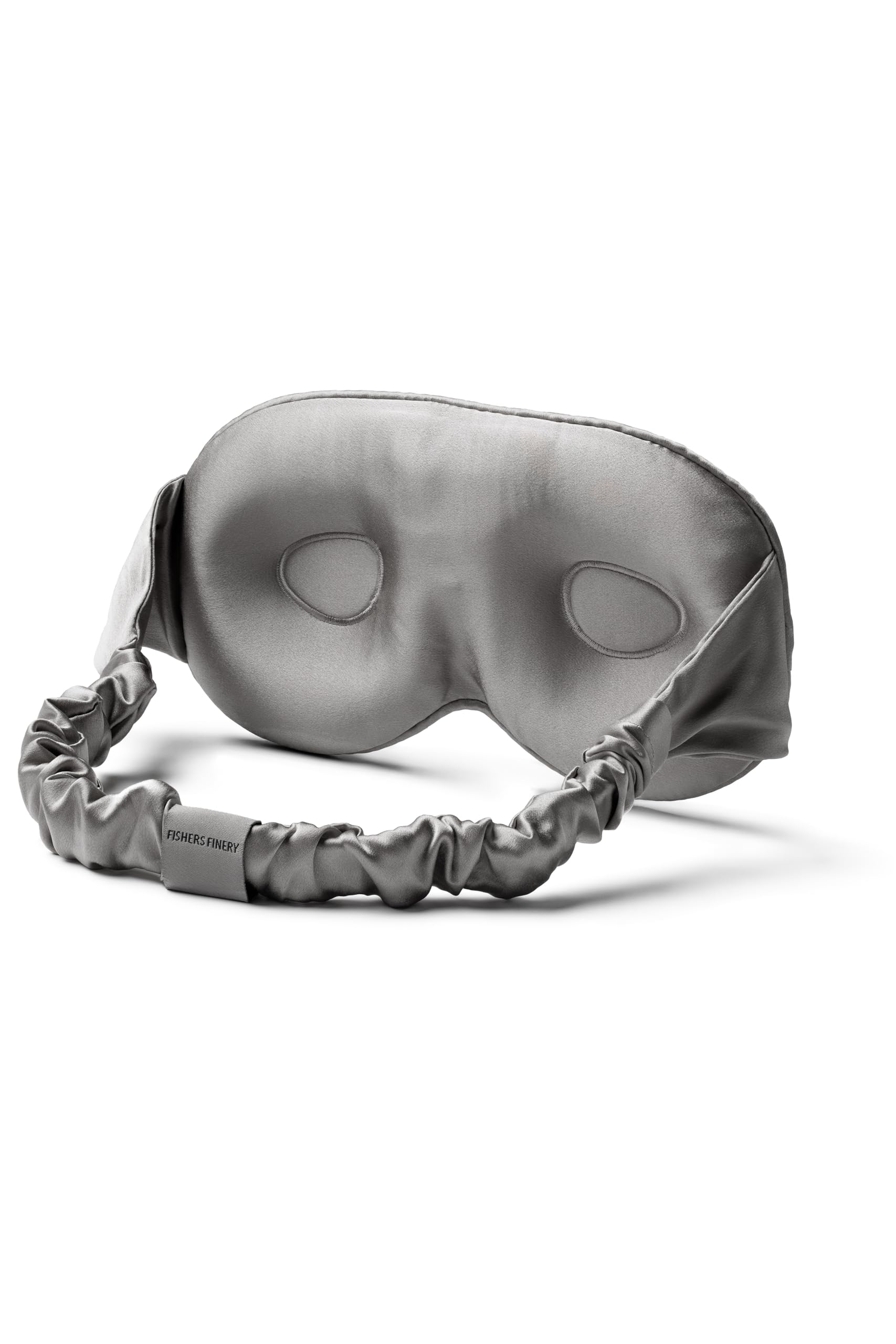 Fishers Finery silk eye mask front view in silver, luxurious comfort for gentle sleep