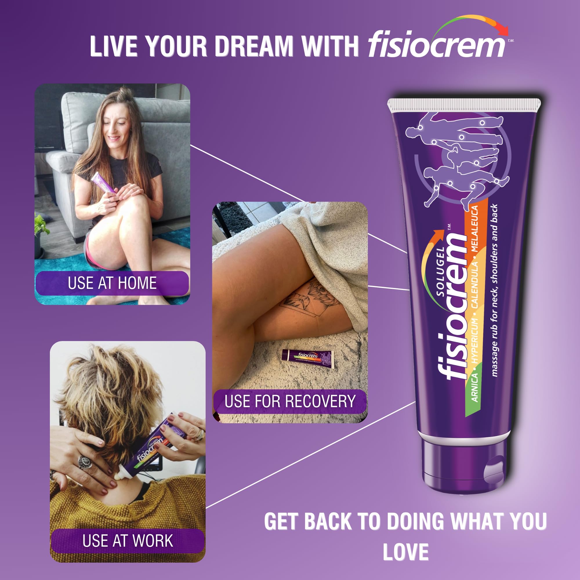 Fisiocrem Back Shoulders Neck use shows versatile relief for common tension areas.