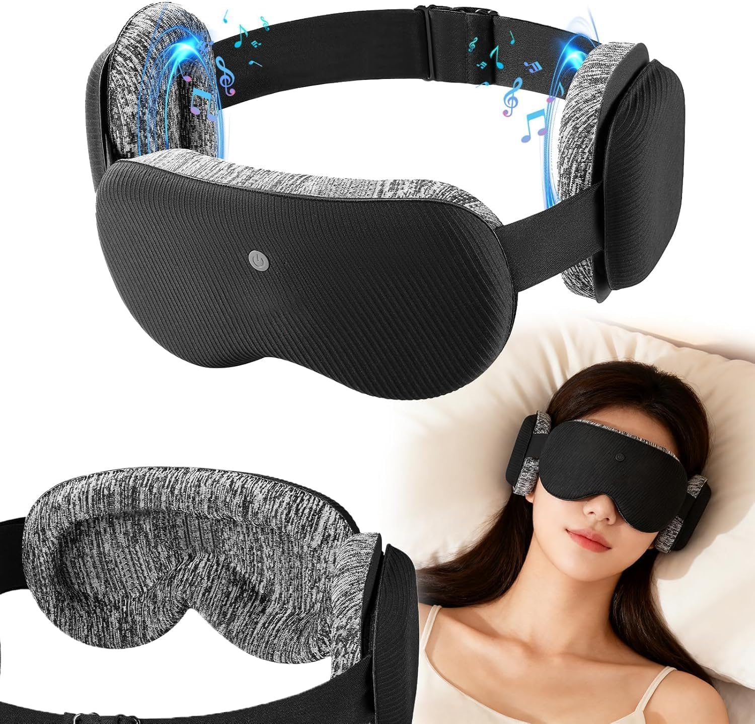 Fismool 3D sleep mask front view with blackout design for undisturbed rest.